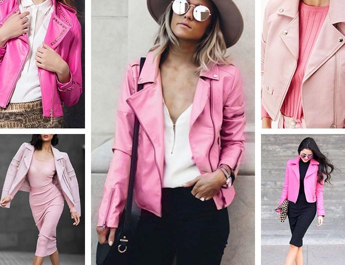 Как и с чем носить розовую кожаную куртку — фото 2020